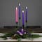 Set of 4 Purple and Pink Flickering LED Christmas Advent Wax Taper Candles 9.5"